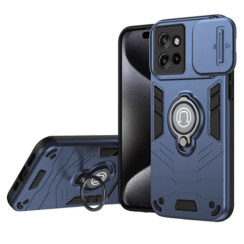 [Built-in Ring Bracket][With Slide Lens Cover] Motorola Moto Edge 50/Neo/Pro Mecha-style Anti-slip Protective Hard Heavy Duty Series Case