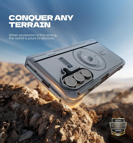 [Dual Kickstands & Front Screen Protector & Zipper Protection] Samsung Galaxy Z Fold7 Dexnor Military-Grade Magnetic Case With Shockproof Hinge Cover