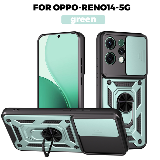 [With Ring Kickstand][Camera Cover] OPPO Reno14/F/Pro Shield Shockproof Rugged Heavy Duty Case