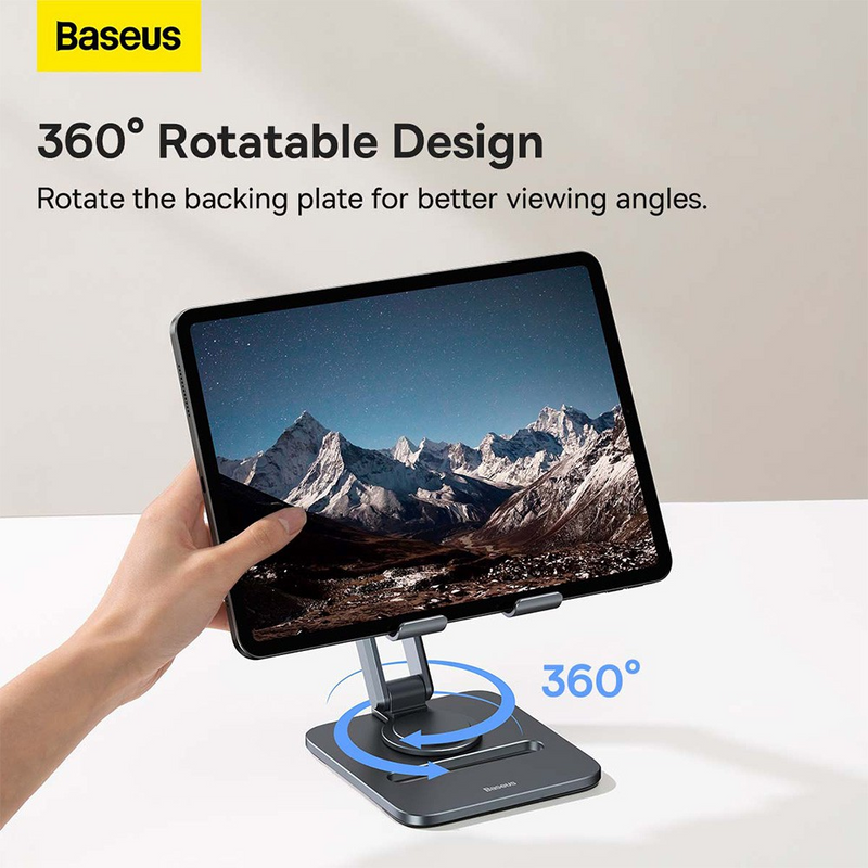 Load image into Gallery viewer, Baseus Desktop Biaxial Foldable Metal Stand For Tablets-Space Gray
