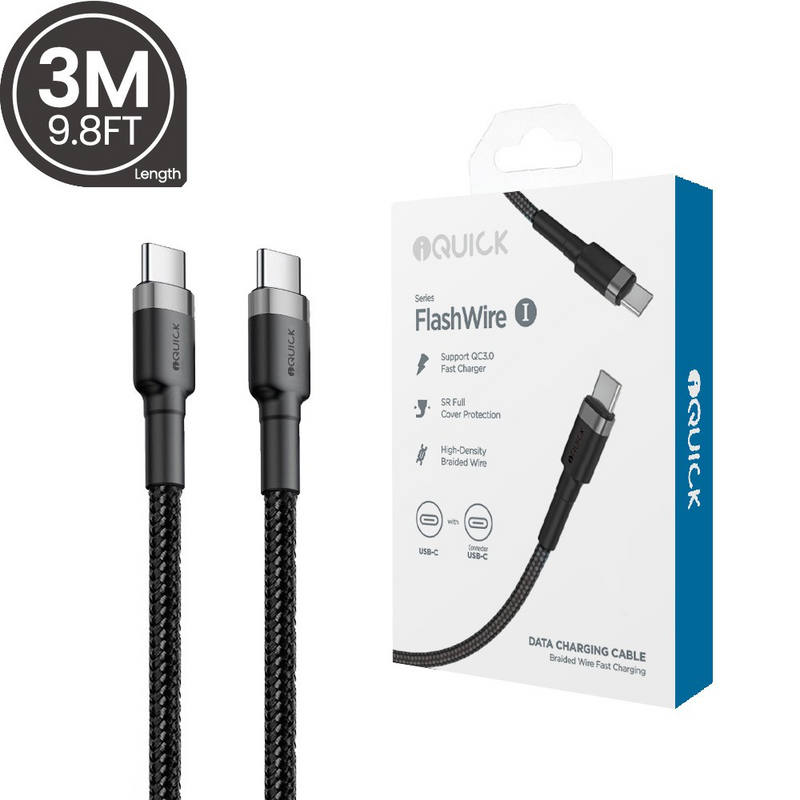 Load image into Gallery viewer, iQuick Braided USB-C to USB-C Fast Charging Cable 3M Compatible for iPhone 15 16 Series
