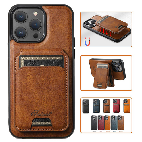 [Magsafe Compatible] Apple iPhone 16/Plus/Pro/Max - Business Drop Proof PU Leather Magnetic Adsorption Wallet Series Stand Case
