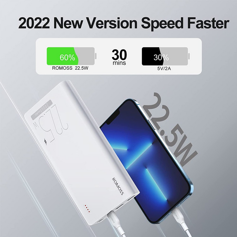 Load image into Gallery viewer, Romoss Sense8F 22.5W 30000mAh Super Fast Charge Power Bank - White
