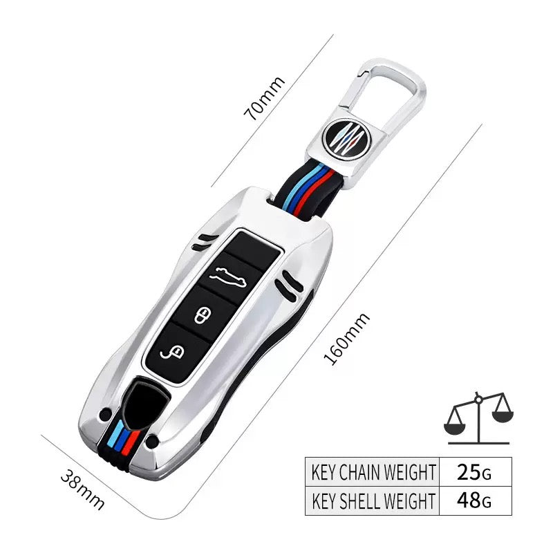 Load image into Gallery viewer, Porsche Metal Shell &amp; Soft Silicone Full Protection Car Key Fob Case Cover For Cayenne, Panamera, 911
