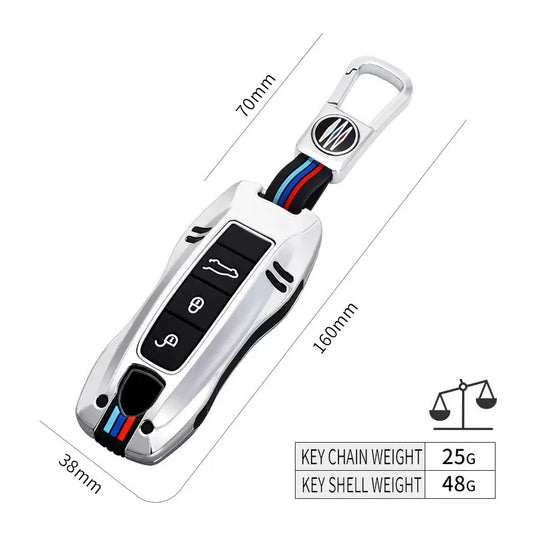 Porsche Metal Shell & Soft Silicone Full Protection Car Key Fob Case Cover For Cayenne, Panamera, 911