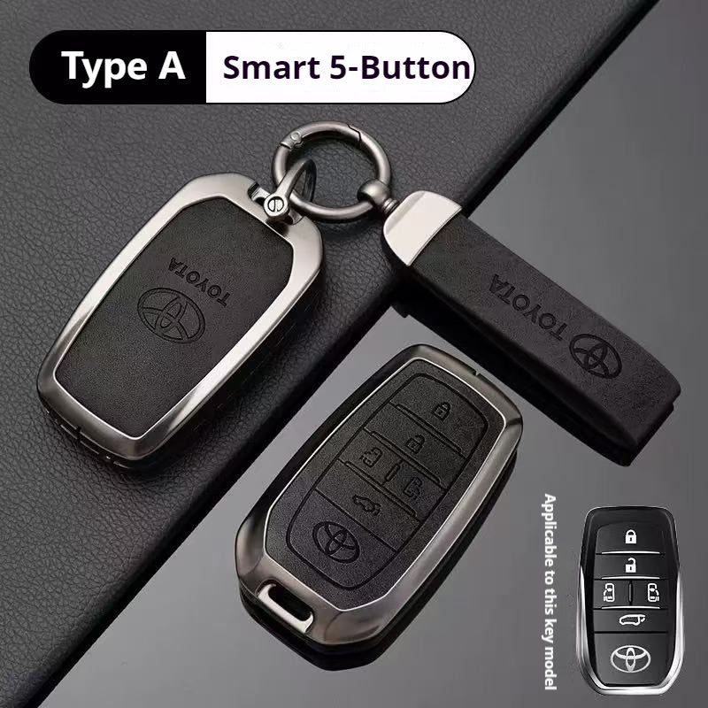 Load image into Gallery viewer, Toyota Zinc Alloy + PU Leather Car Key Fob Case Cover For Camry, RAV4, Highlander, Prado, Crown
