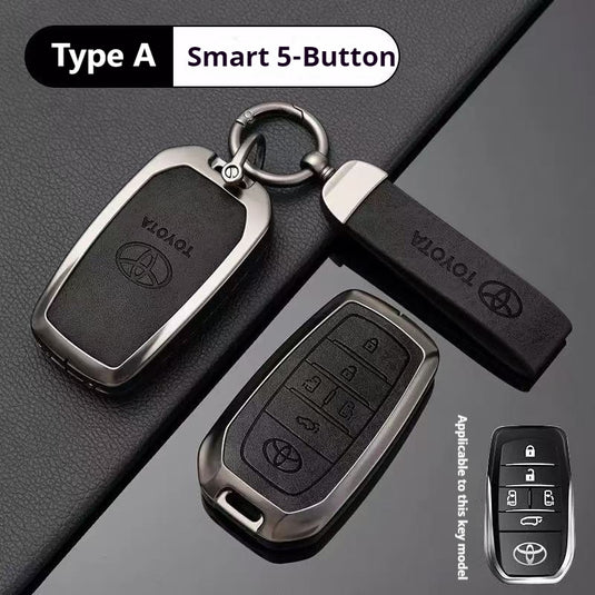 Toyota Zinc Alloy + PU Leather Car Key Fob Case Cover For Camry, RAV4, Highlander, Prado, Crown