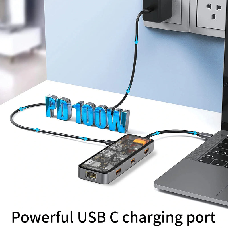 Load image into Gallery viewer, [8 in 1] Universal MacBook Laptop USB-C Type-C Dock Cyberpunk Style Station 100W PD Charging Extension Hub - Polar Tech Australia
