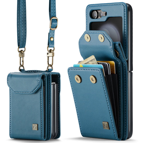 [With Card Slot] Samsung Galaxy Z Flip7 FE (SM-F761) RFID Blocking Premium Leather Foldable Flip Wallet Case Series