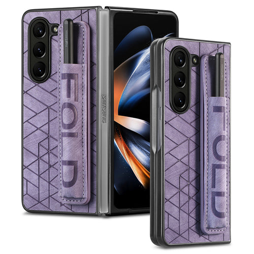 [With Pen Slot] Samsung Galaxy Z Fold5 (SM-F946) Foldable Vegan Leather Shockproof Case