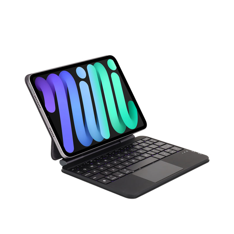 Load image into Gallery viewer, Apple iPad Mini 8.3&#39;&#39; 6/7th Gen (2021/2024) - Easy-Set Floating Cantilever Stand Precision Multi-Touch Trackpad Smart Wireless Keyboard Case With Backlit Keys
