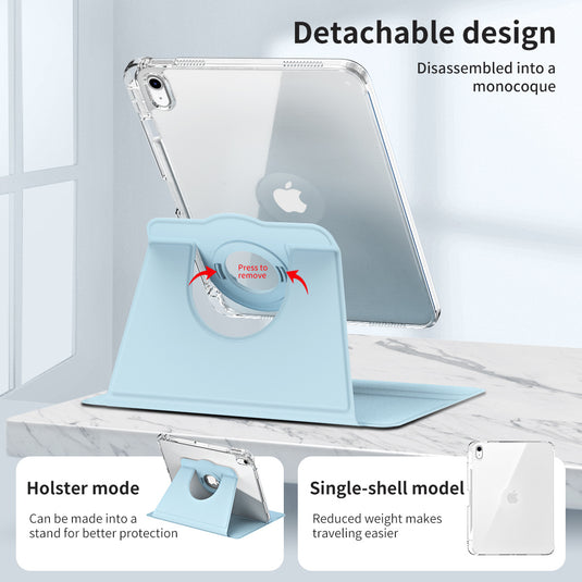 [Detachable] Apple iPad Air 4/5 10.9'' 4/5th Gen (2020/2022) 360° Rotating Transparent Back Panel Shockproof Case