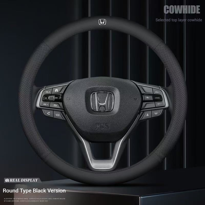 Load image into Gallery viewer, [38 CM] Universal Genuine Top Layer Leather Steering Wheel Cover For Honda Accord, Civic, CR-V, Breeze, Vezel, XR-V - i-Station Mobile Phone &amp; Electronic Device Repair and Accessories
