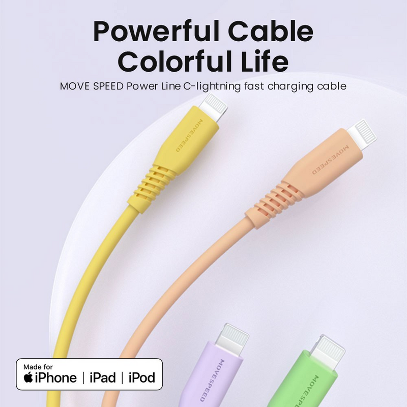Load image into Gallery viewer, MOVE SPEED 20V/3A USB-C to Lightning Colorful Charging Cable 1.2m (YSUCM04-CL12)
