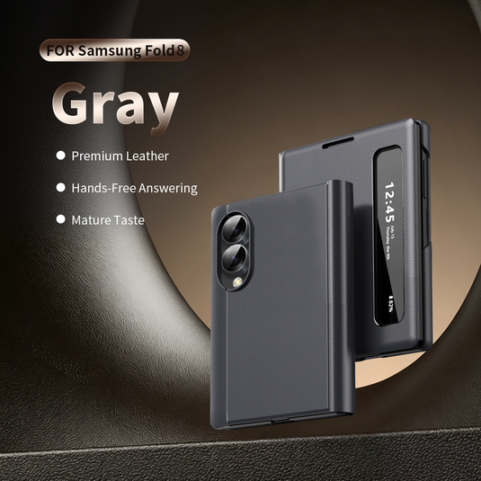 [With Card Slot] Samsung Galaxy Z Fold8/Ultra - Smart Window Allows Answering Calls Without Opening the Cover Leather Case