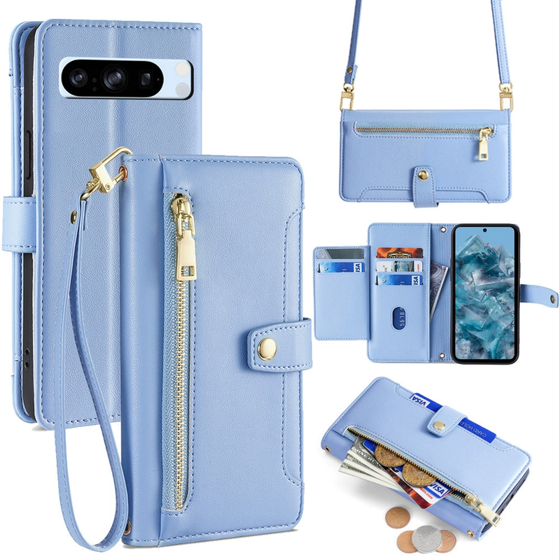 Load image into Gallery viewer, [With Card Slot] Google Pixel 11 Pro XL - Multi-Function Flip Leather Zipper Wallet Case With Wrist &amp; Shoulder Strap
