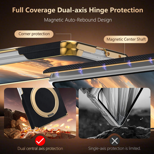 Samsung Galaxy Z Fold8 (SM-F971) - Premium Electroplated Business Magnetic Stand Case with Hinge Protection