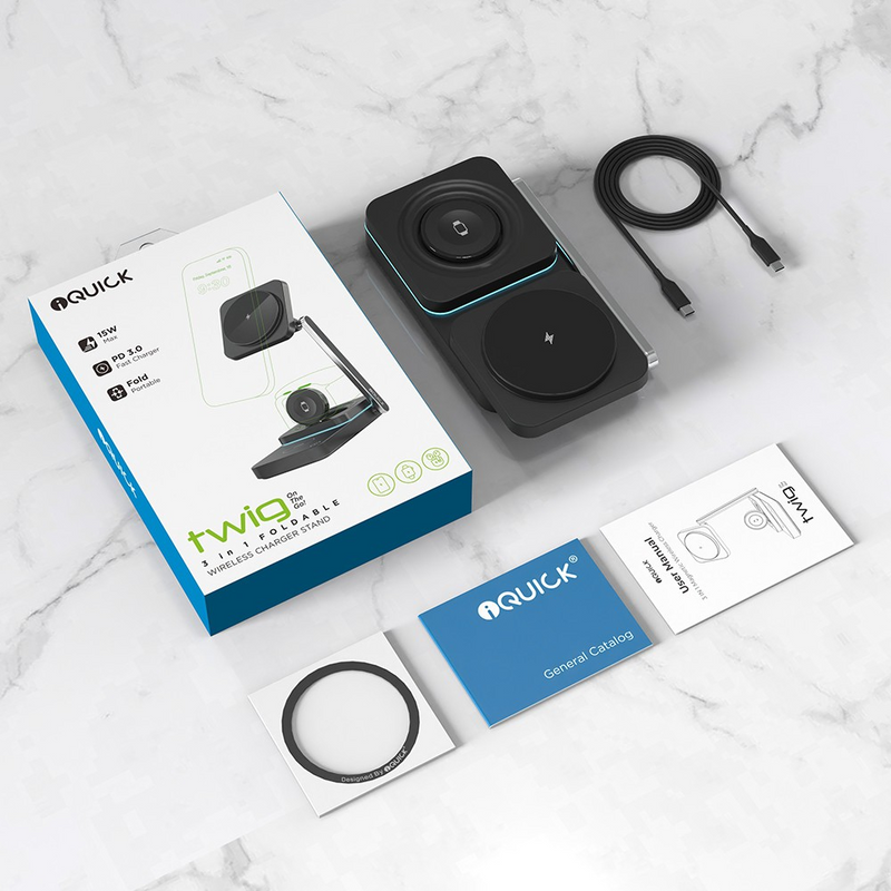 Load image into Gallery viewer, iQuick Twig T6 3 in 1 Foldable Wireless Charger Stand
