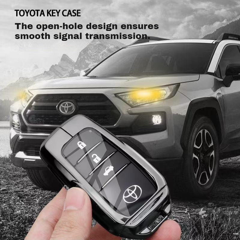 Load image into Gallery viewer, Toyota PU Leather + Zinc Alloy Car Key Fob Case Cover For Corolla, Prius, Camry, C-HR, RAV4, Altis, Land Cruiser Prado
