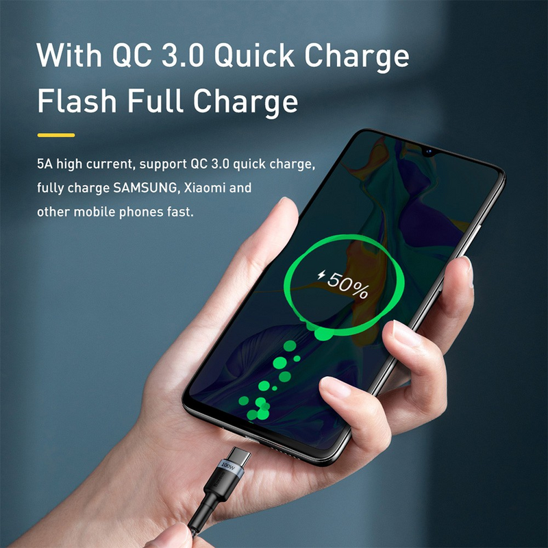 Load image into Gallery viewer, Baseus Cafule PD2.0 100W Flash Charging Type-C to Type-C Cable (20V 5A) 2m
