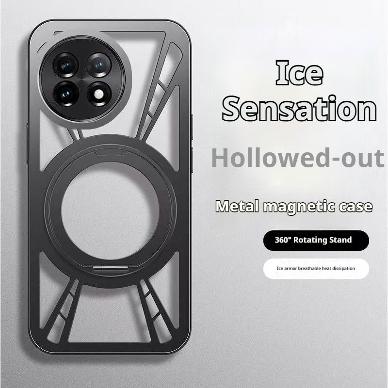 Load image into Gallery viewer, OPPO Find X9/Pro 360° rotation Stand Ice-Cooling Hollow Metal Magnetic Case
