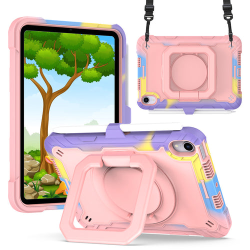 [Built-in Shoulder Strap][With Pen Slot] Apple iPad 7/8/9 10.2'' 7/8/9th Gen (2019/2020/2021) EVA Friendly Heavy Duty Ring Holder Stand Case