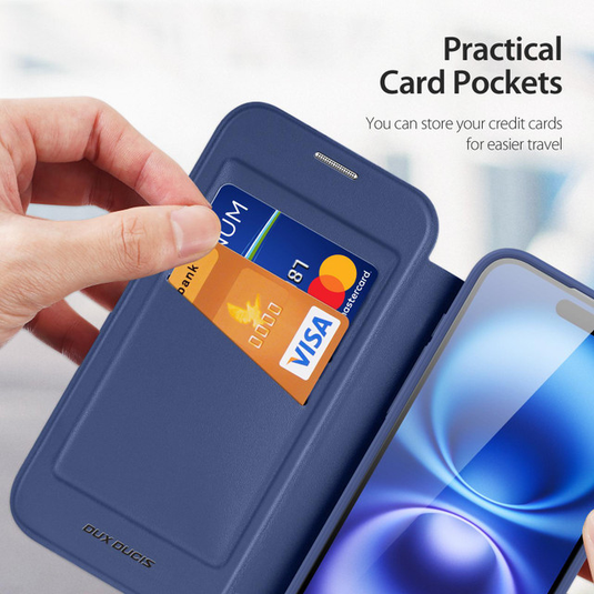 [With Card Slot][Magsafe Compatible] Apple iPhone 17 - Magnetic Catch Transparent Flip PU Leather Wallet Series Case