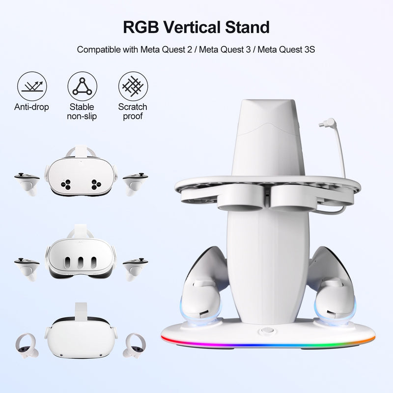 Load image into Gallery viewer, Meta Quest 2 &amp; Quest 3 &amp; Quest 3S - 30W Desktop Fast Charging RGB Storage Dock Stand
