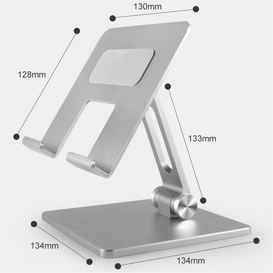 [Up to 13 Inch] Dual Shafts Adjustable Foldable Desktop Aluminum Tablet Holder