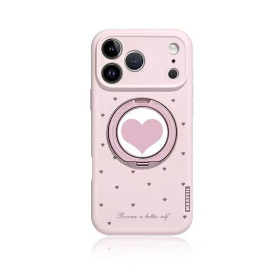[Built-in Stand] Apple iPhone 17/Air/Pro/Max - Heart-shaped Full-Cover Shockproof Phone Case