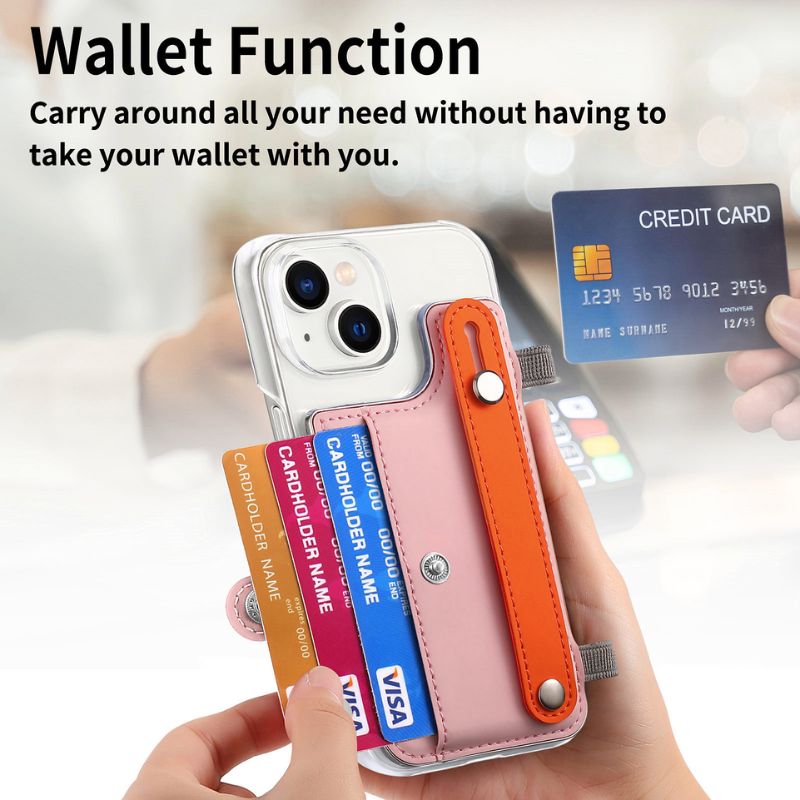 Load image into Gallery viewer, [Multi Function] Apple iPhone 16/16 Plus/16 Pro/16 Pro Max Wallet Holder Anti-Drop Ring Leather  Macron Color Case
