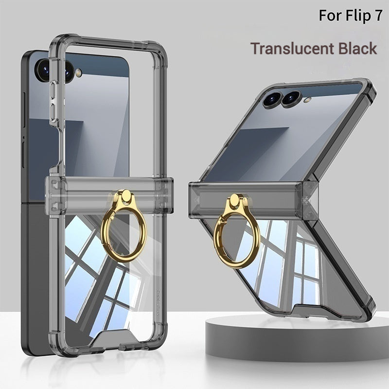 Load image into Gallery viewer, Samsung Galaxy Z Flip7 PC + TPU Full Covered Hinge Transparent Airbag Foldable Ring Case
