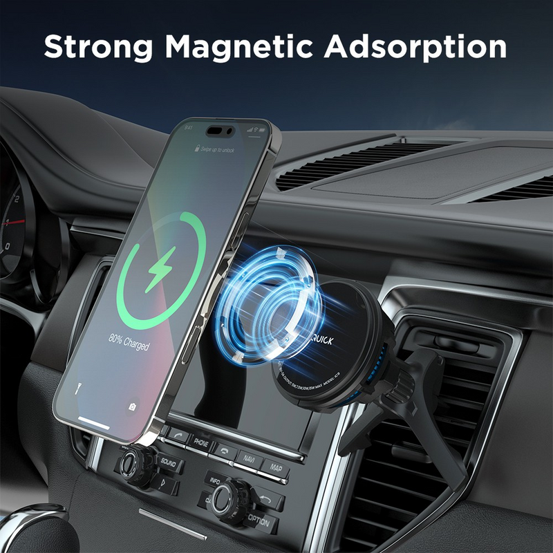 Load image into Gallery viewer, iQuick Magnetic Car Mount Charger with Cooling Semiconductor Radiator IC9 COOLGEAR 15W (IQUICK-C9)-Black
