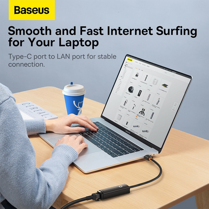 Load image into Gallery viewer, Baseus Lite Series Ethernet Adapter Type-C to RJ45 LAN Port 100Mbps - Black - i-Station Mobile Phone &amp; Electronic Device Repair and Accessories
