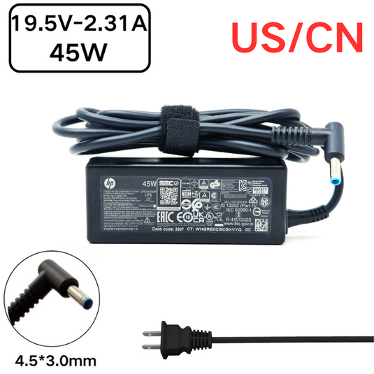 [19.5V-2.31A/45W][4.5x3.0 Blue Tip]  HP Pavilion 11 13 15 & HP Elitebook Folio Laptop AC Power Supply Adapter Charger