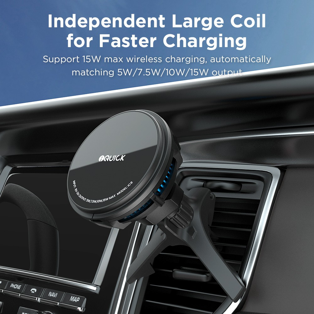 iQuick Magnetic Car Mount Charger with Cooling Semiconductor Radiator IC9 COOLGEAR 15W (IQUICK-C9)-Black - i-Station Mobile Phone & Electronic Device Repair and Accessories