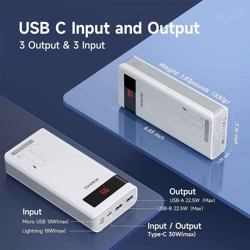 Load image into Gallery viewer, Romoss Sense 8PS Pro 30W 30000mAh Power Bank - White
