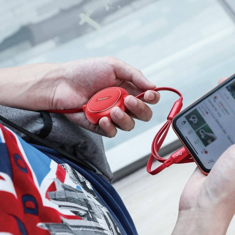 Load image into Gallery viewer, Baseus Golden Loop Retractable 3 in 1 USB Cable 3.5A (35cm-120cm)
