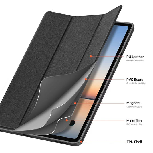 [With Pen Slot] Samsung Galaxy Tab S12 Plus (2026) 12.4" Premium PU Fabric Texture Shockproof Case