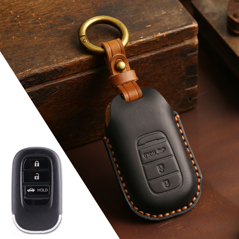 Load image into Gallery viewer, Honda Handcrafted Genuine Leather Car Key Fob Case Cover For CR-V, Accord, Civic, HR-V, Pilot
