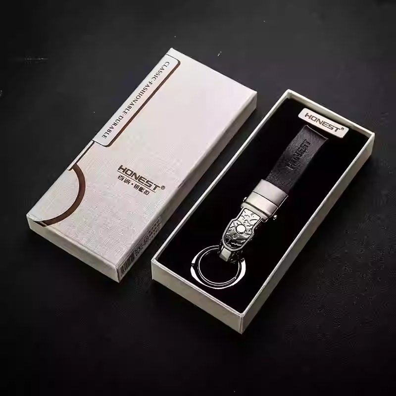 Load image into Gallery viewer, Genuine Leather Car Keychain – Premium Key Ring Chain for Men
