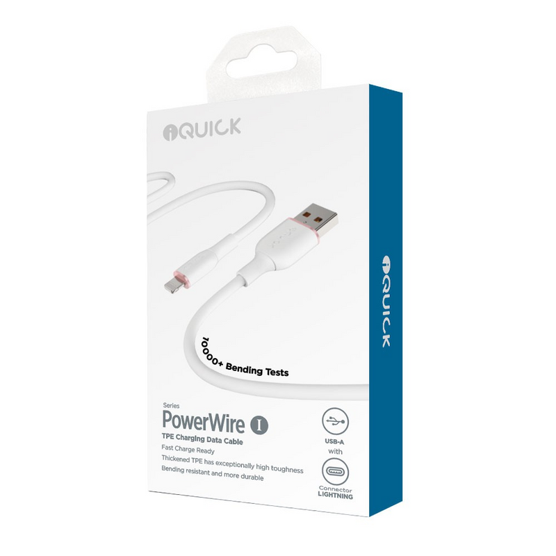 Load image into Gallery viewer, iQuick PowerWire 1 Series TPE Charging Data Cable USB to iP 1m
