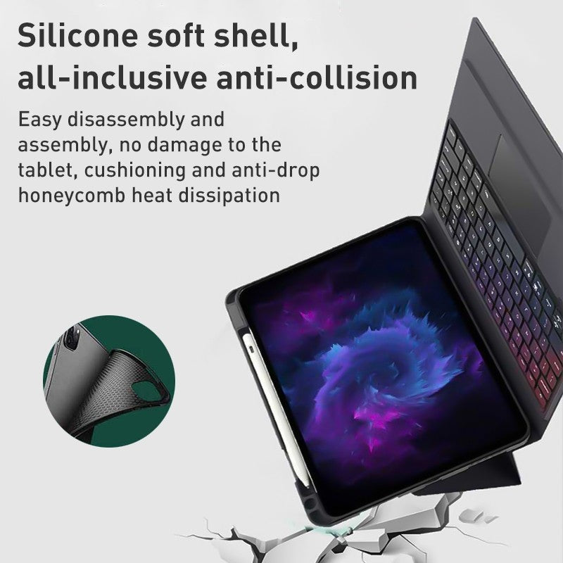 Load image into Gallery viewer, [Built-in Pen Slot] Apple iPad 7/8/9 10.2&#39;&#39; 7/8/9th Gen (2019/2020/2021) Integrated Bluetooth Keyboard Touchpad Leather Case With Backlight
