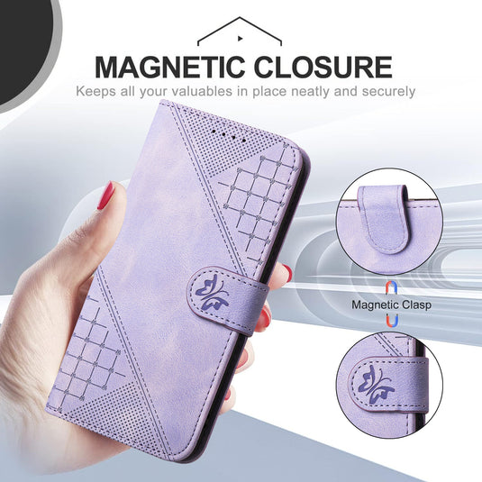 [With Lanyard][With Card Slot] Samsung Galaxy S21/Ultra/Plus/FE Matte Butterfly Print Wallet Case