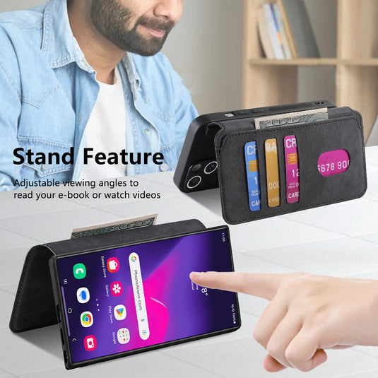 [Magsafe Compatible][Detachable] Samsung Galaxy A17 (SM-A176) Leather Flip Shockproof Wallet Series Case With Card Slot - i-Station Mobile Phone & Electronic Device Repair and Accessories
