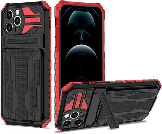 [Built-in Bracket][With Card Slot] Apple iPhone 12/Pro/Pro Max Multi-function Shockproof Heavy Duty Series Case