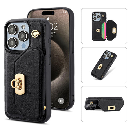 [With Card Slot] Apple iPhone 11 Lock Buckle Leather Shockproof Wallet Series Case