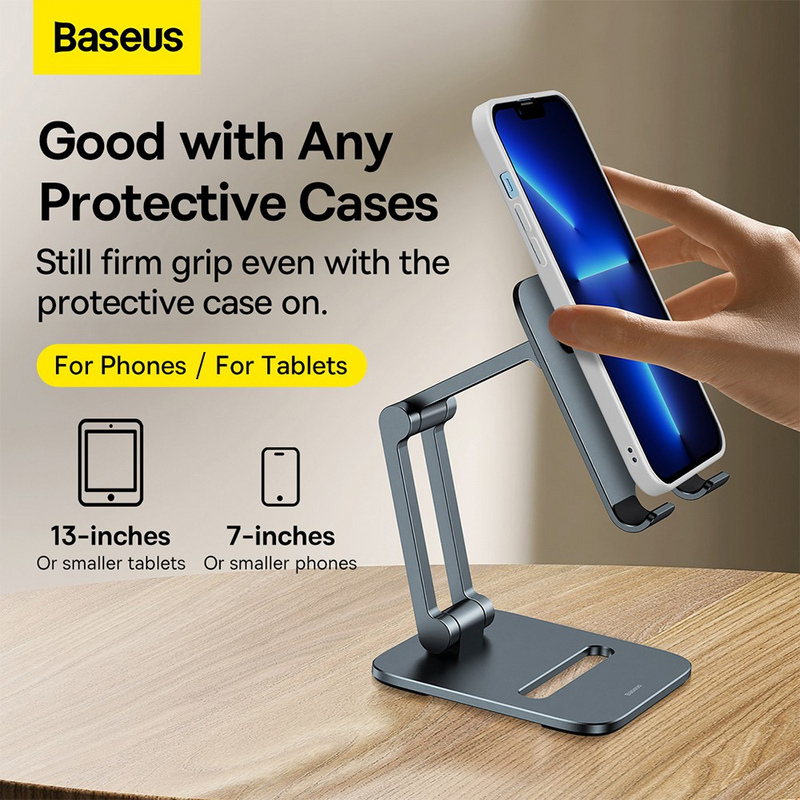 Load image into Gallery viewer, Baseus Desktop Biaxial Foldable Metal Stand For Tablets - Gray
