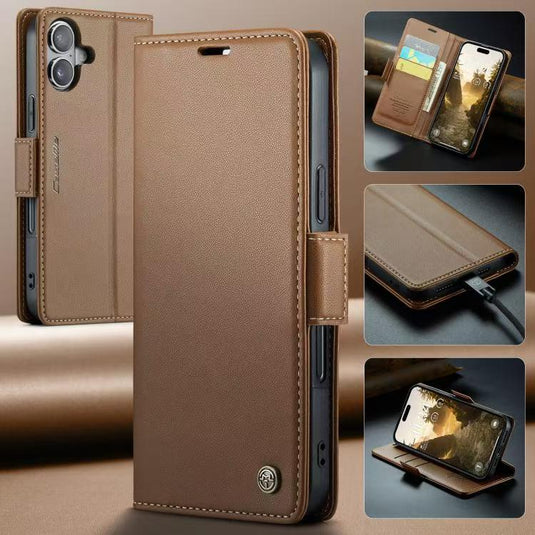 [With Card Slot] Apple iPhone 17/Air/Pro/Pro Max Premium Leather Shockproof Wallet Series Case