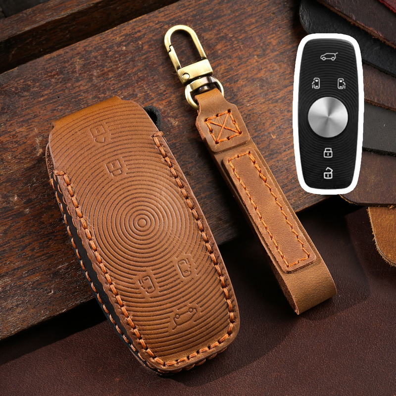 Load image into Gallery viewer, Roewe Handcrafted Genuine Leather Car Key Fob Case Cover For Roewe iMAX8
